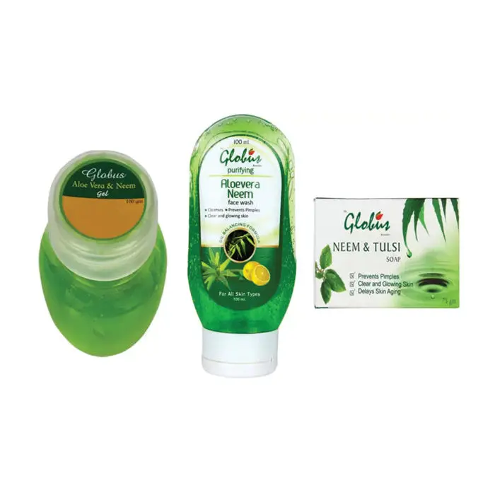 Globus Aloe Gel & Globus Aloe Face Wash & Globus Neem Soap (175 g + 100 ml)