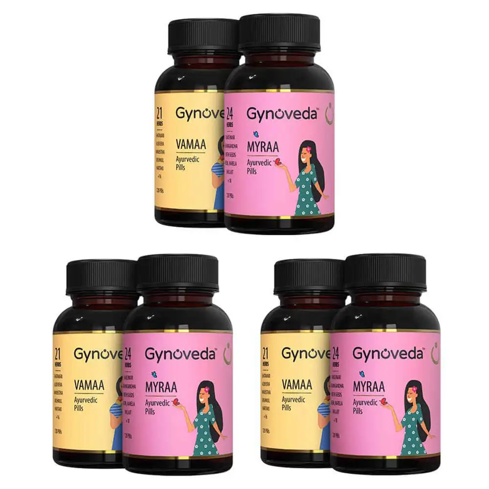 Gynoveda PCOS - Vamaa & Myraa Ayurvedic Pills - Pack of 3,  120 tablet(s)  Unflavoured