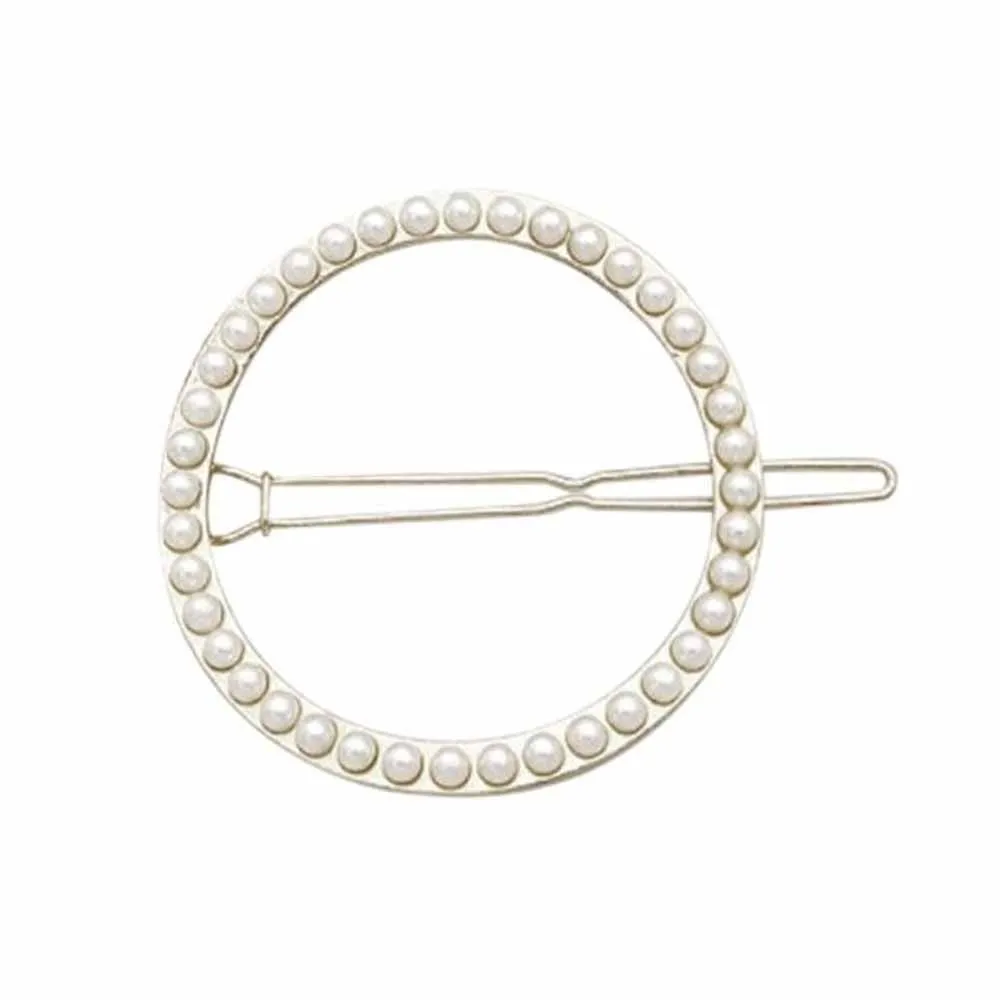 Ferosh Meredith Silver Open Circle Pearl Hair Pin