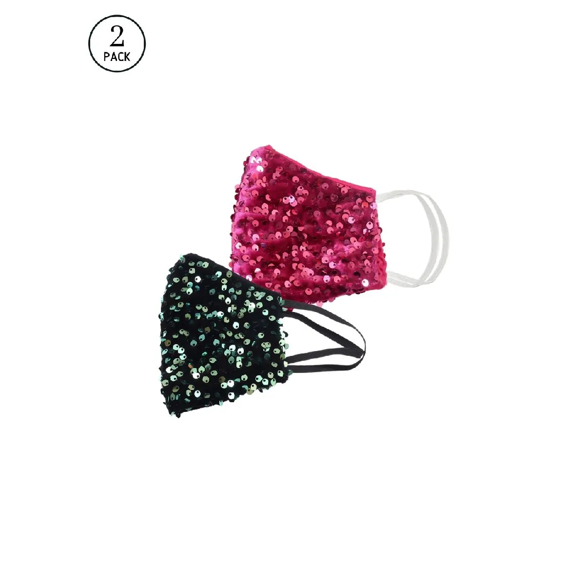 Bellofox Bling Pink And Bling Green 3-layer 3-ply Reusable & Washable Cotton Face Mask (set Of 2)