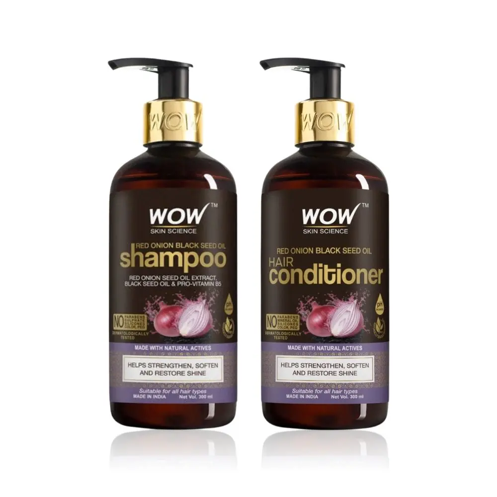 WOW Skin Science Red Onion Black Seed Oil Shampoo & Conditioner Kit 300ml+300ml