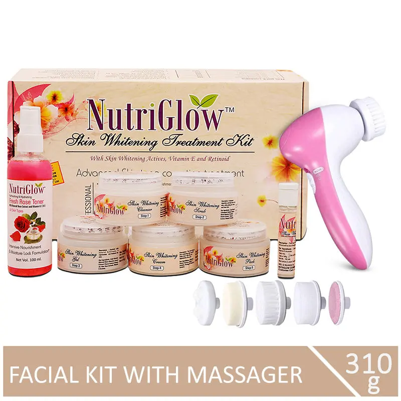 NutriGlow Skin Whitening Treatment Kit (310 gm) With 5-in-1 Face Massager For Instant Glow