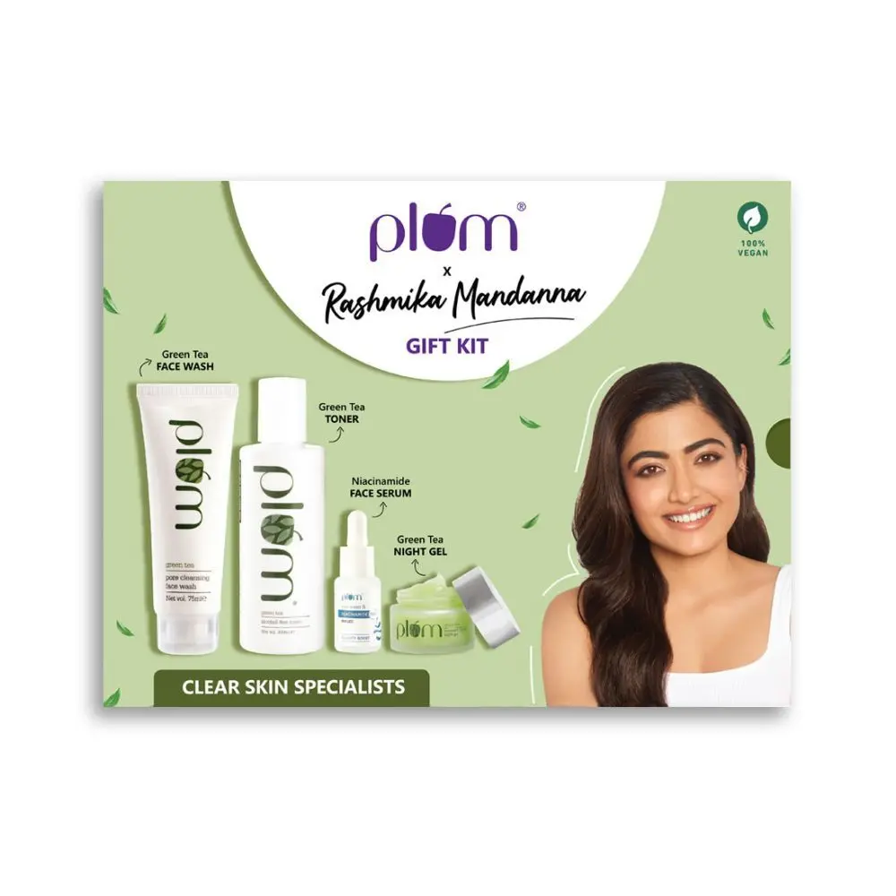 Plum Clear Skin Specialists | Rashmika Mandanna Exclusive Gift Kit| For Bright, Clear Skin |100% Vegan