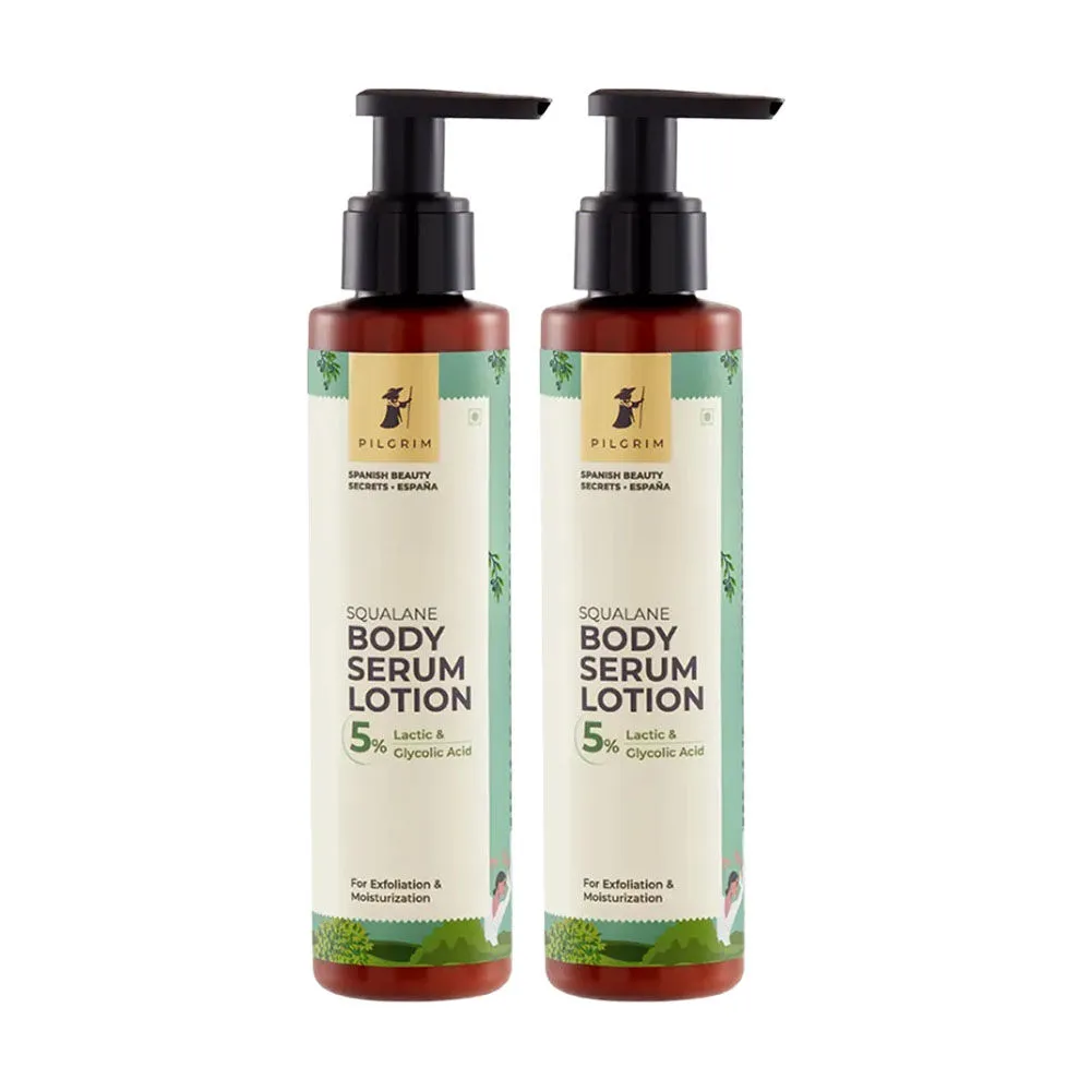 Pilgrim 5% Lactic & Glycolic Acid Body Serum Lotion For Moisturization & Exfoliation Pack Of 2