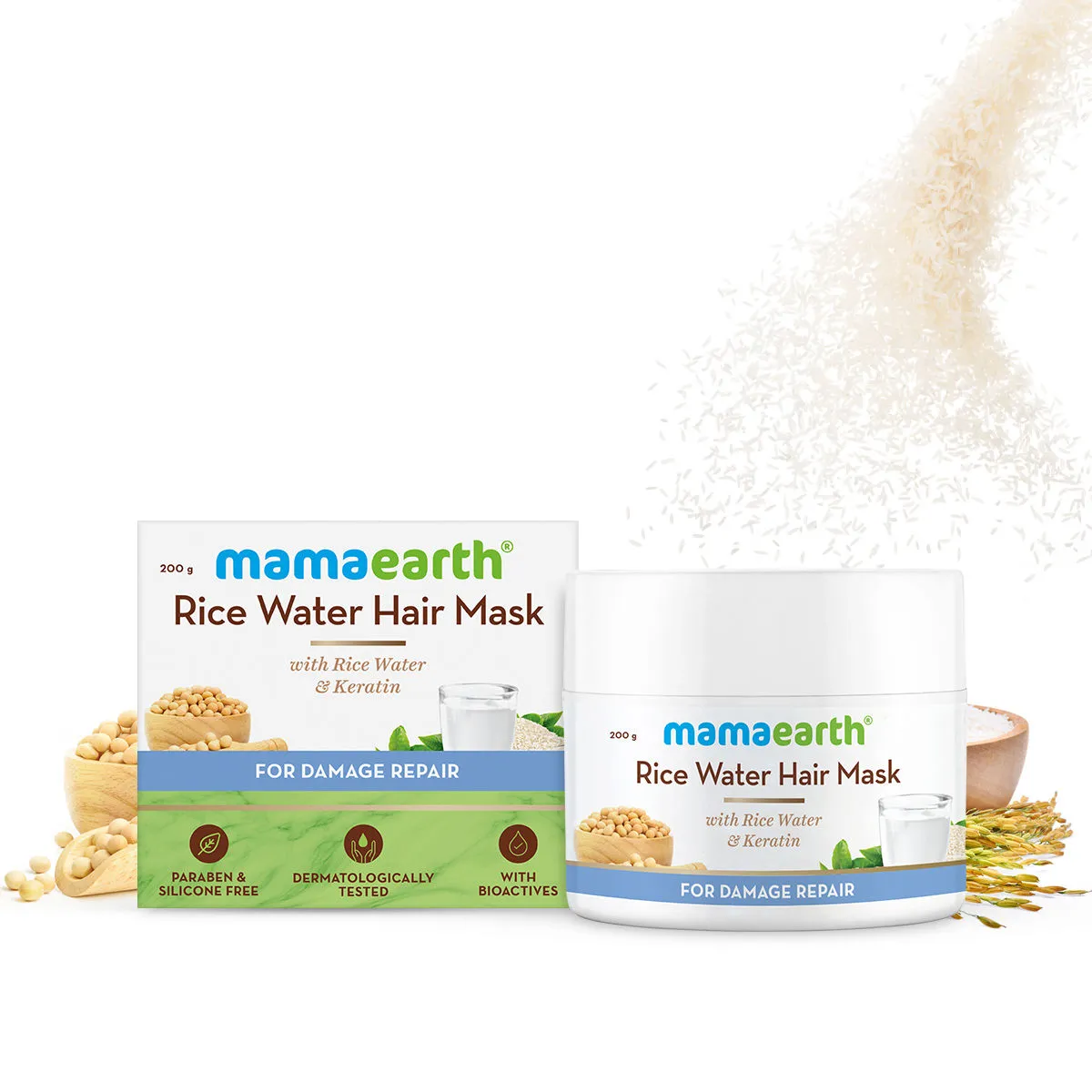 Mamaearth Rice Water Hair Mask With Rice Water & Keratin For Smoothening Hair & Damage Repair