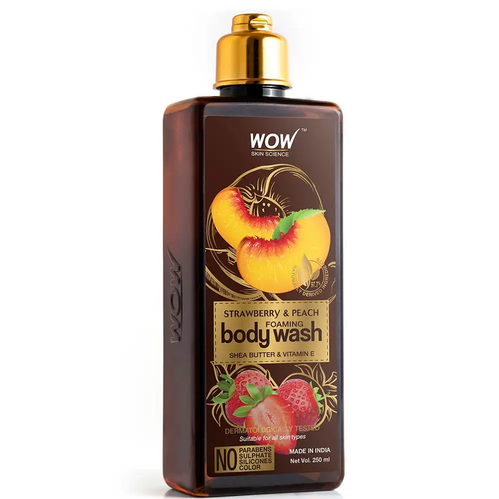 WOW Skin Science Strawberry & Peach Foaming Body Wash,  250 ml  for All Skin Types