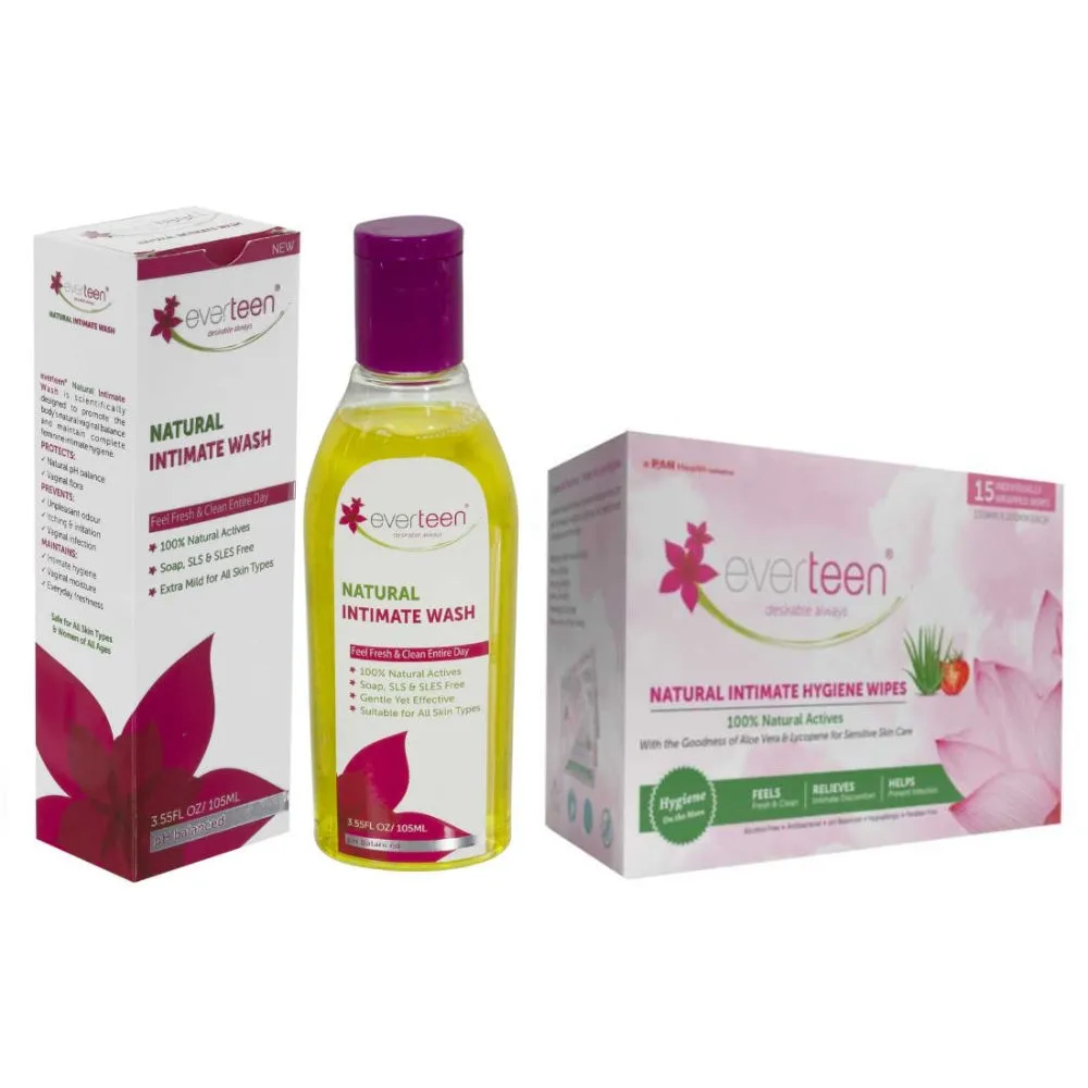 Everteen Natural Intimate Wipes & Wash Combo