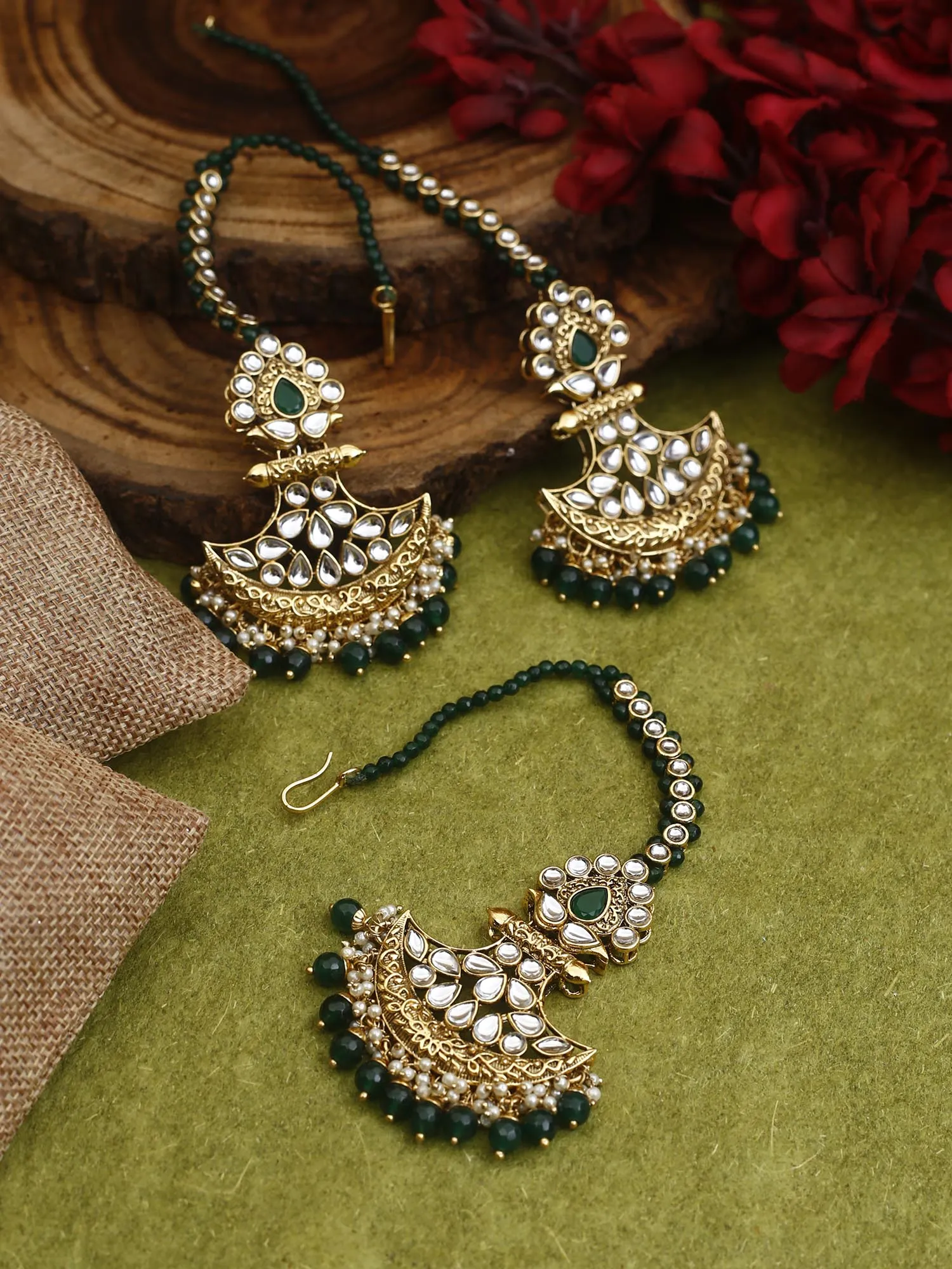 Bling Bag Emerald Dulari Maang Tikka Set