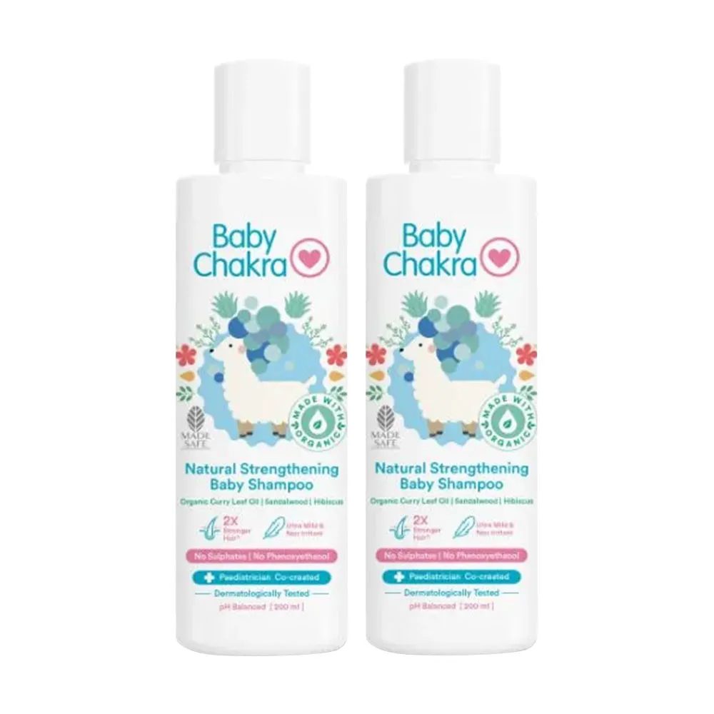 BabyChakra Strengthening Baby Shampoo, 2X Stronger Hair, SLS & Paraben Free, PH Balanced (200ml x 2)