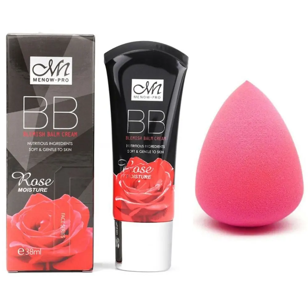 Me-Now Pack of Rose Blemish BB Foundation Cream (38ml) and High Quality Foundation puff