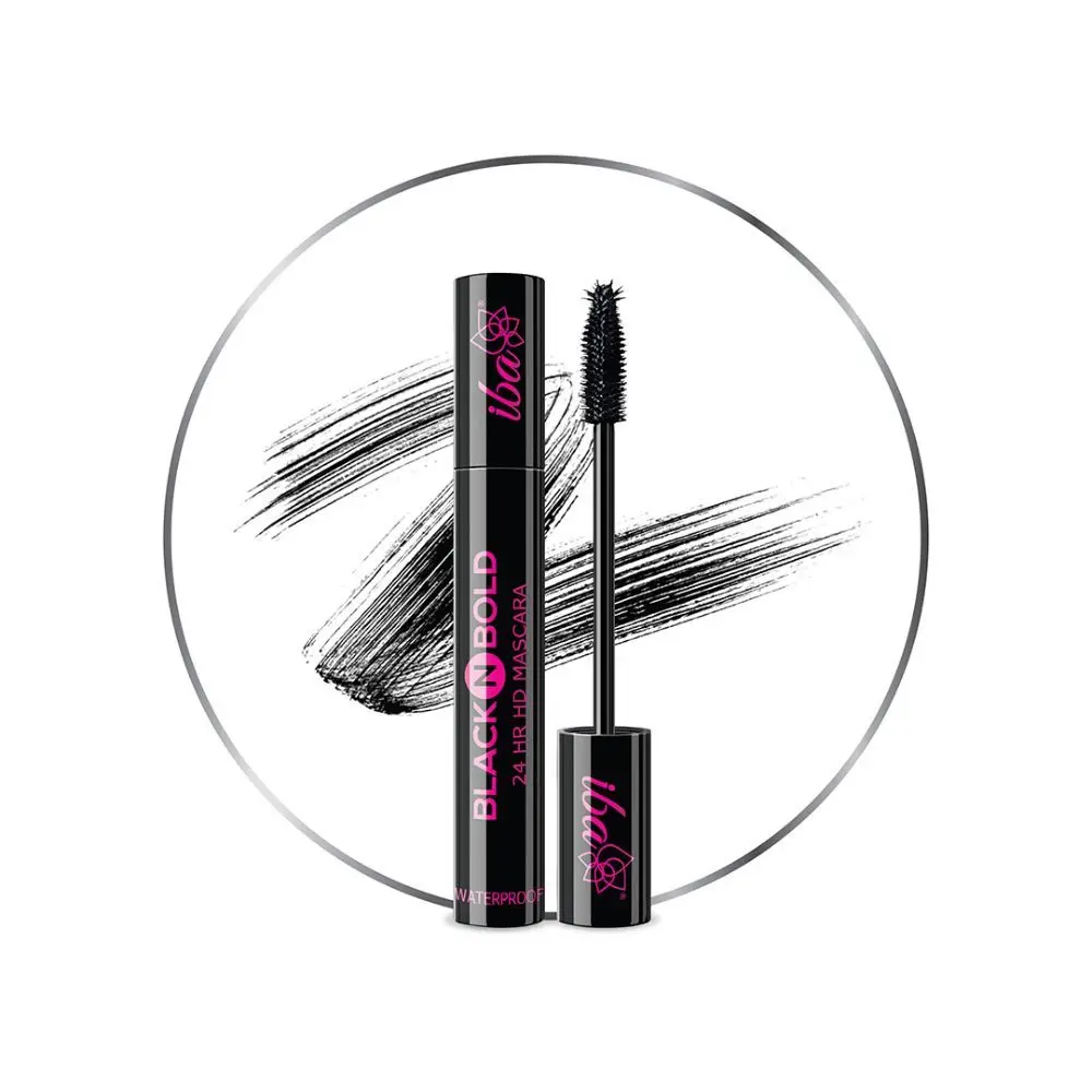 Iba Black N Bold 24 Hr Hd Mascara, Black, 8 ml l Waterproof, Lengthening, Curling, Volumising l 100% Vegan & Cruelty Free