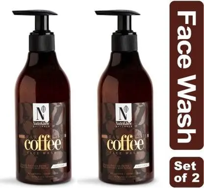 NutriGlow NATURAL'S Set of 2 Raw Irish Coffee Face Wash With Organic Raw Irish Coffee, 300 ml each