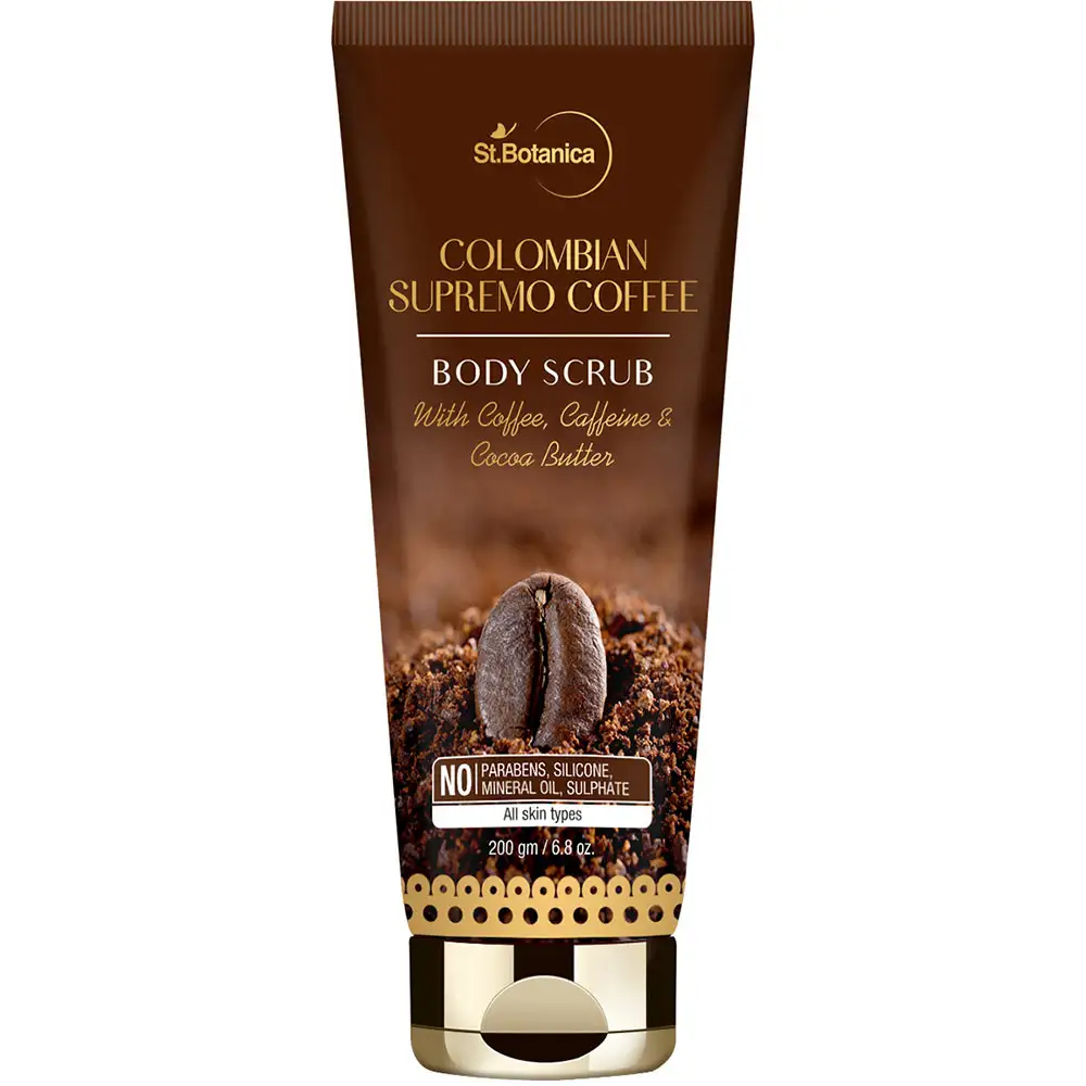 St.Botanica Colombian Supremo Coffee Body Scrub,  200 g  with Coffee, Caffeine and Cocoa Butter