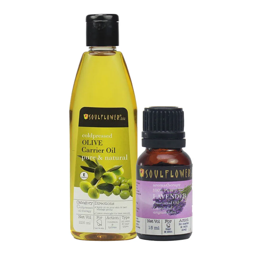 Soulflower Olive Carrier Oil & Lavendar Essential Oil Combo