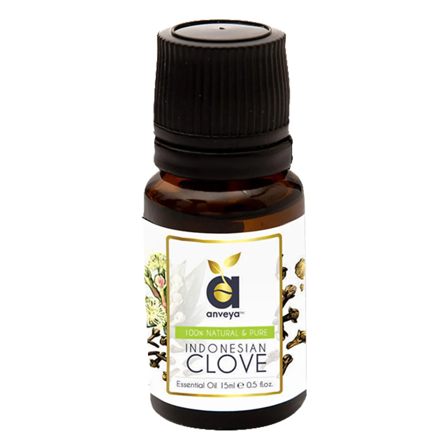 Anveya Clove Essential Oil, 100% Natural & Pure, 15ml, For Hair, Acne, Toothache, Steam & Diffuser