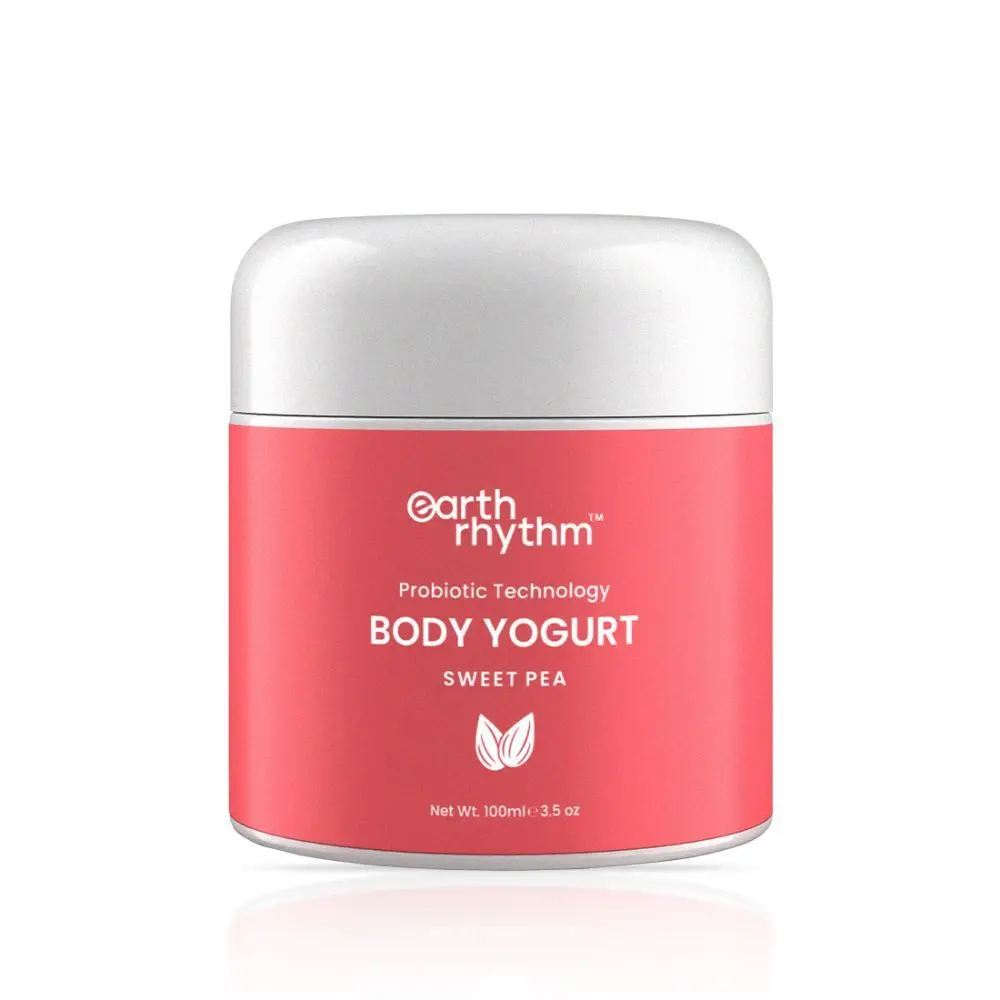 Earth Rhythm Sweet Pea Body Yogurt | Increases Collagen Production, Moisturises Skin, Reduces Inflammation | for Dry Skin| Men & Women - 100 ML