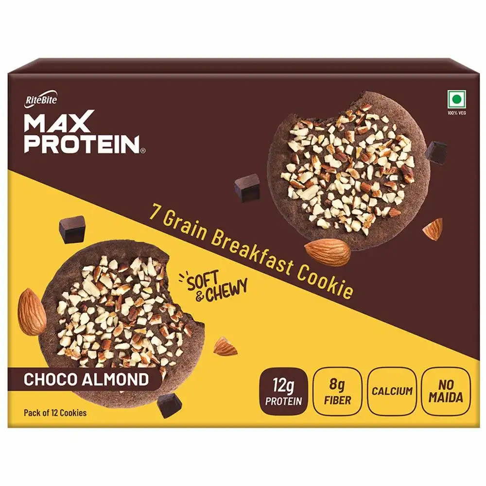 RiteBite Max Protein Cookies,  12 Piece(s)/Pack  Choco Almond