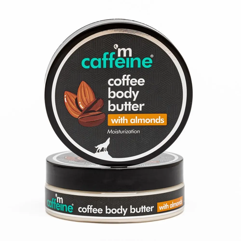 mCaffeine Coffee & Almonds Body Butter with Shea Butter for Soft Skin | Deeply Moisturizes, Nourishes Dry Skin | Coffee-Almond Aroma, Non-Sticky -100g 100 gm