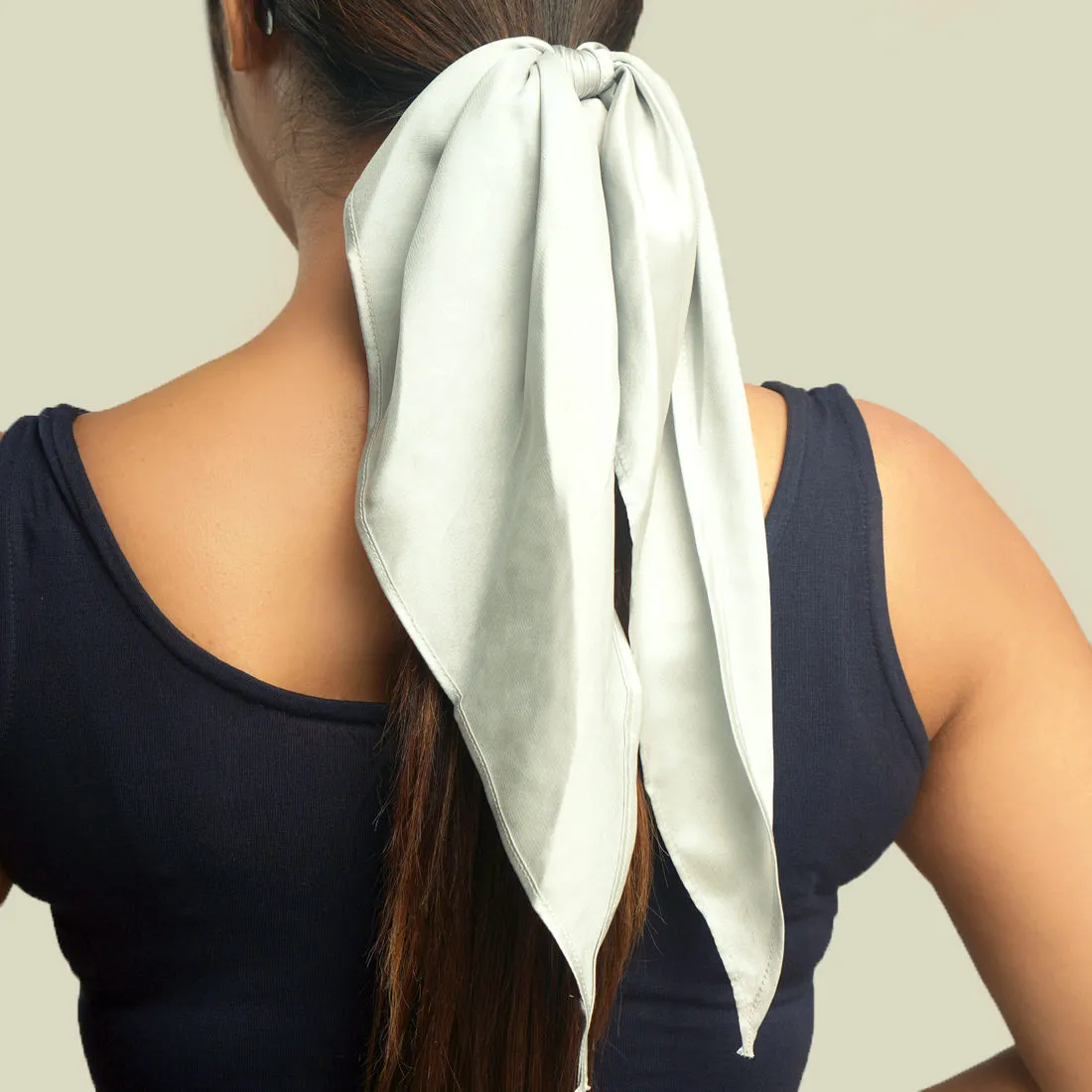 Belleziya Grey Satin Scarf Scrunchie Hair Bands For Women