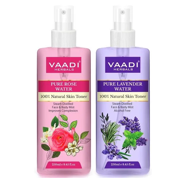 Vaadi Herbals Rose & Lavender Water - 100% Natural & Pure Skin Toner - Pack Of 2