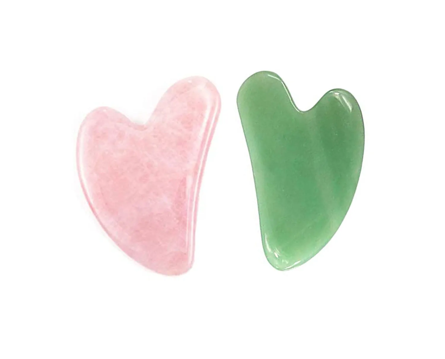 Getmecraft Rose Quartz Gua Sha And Jade Gua Sha Facial Massage Tool Set