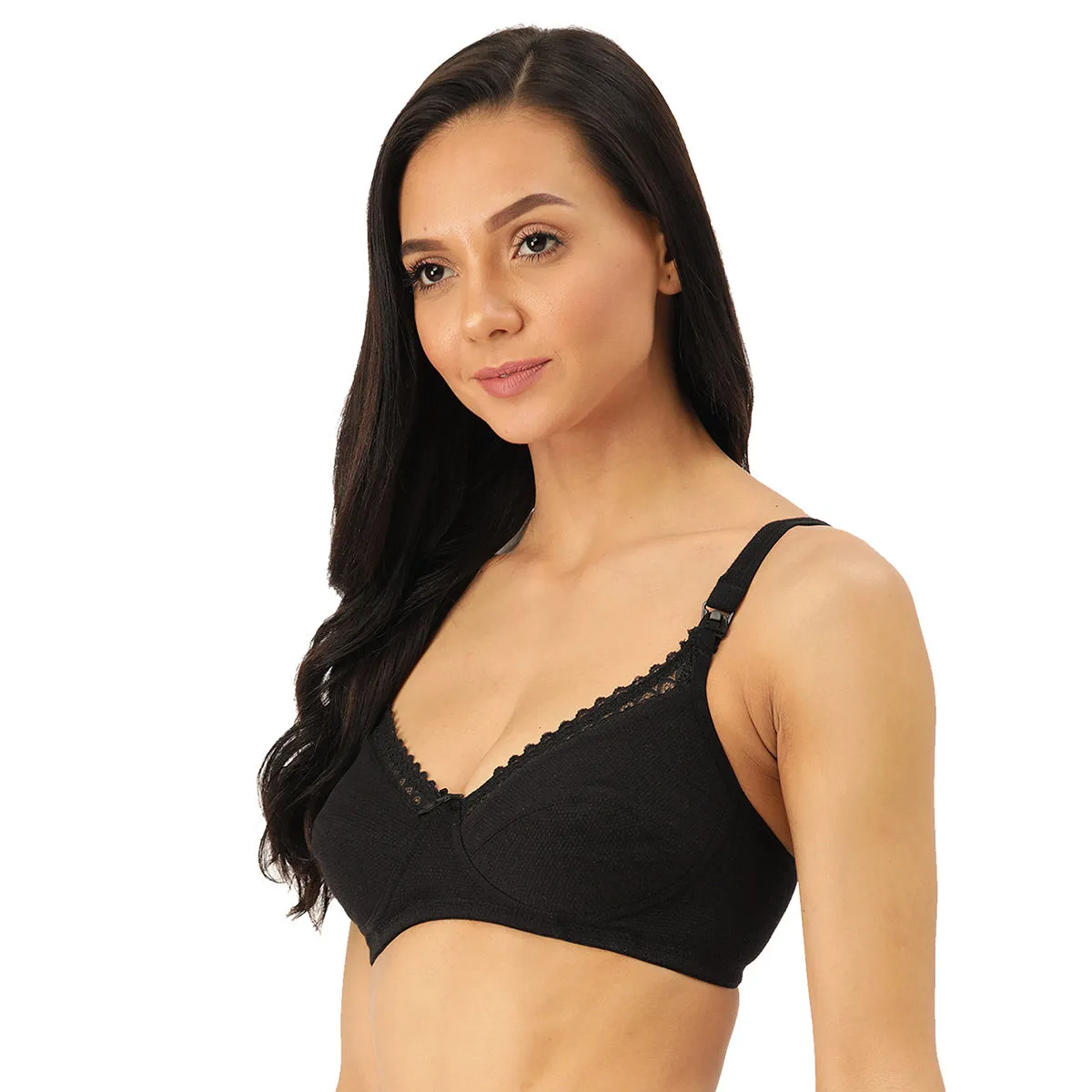 Inner Sense Women's Organic Cotton Antimicrobial Soft Nursing Bra - Black (32C)