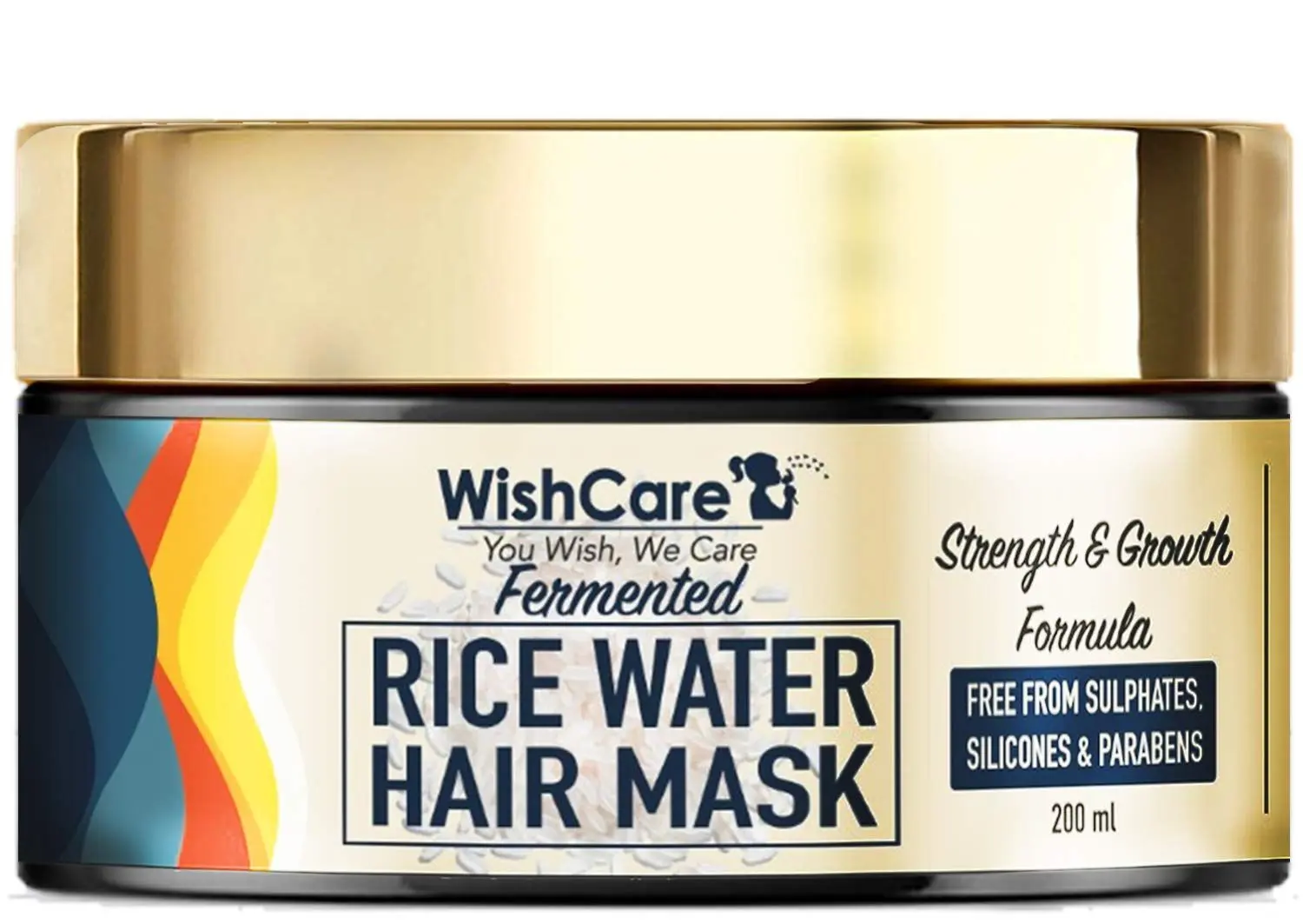 WishCare Fermented Rice Water Hair Mask- Strength & Growth Formula - Free from Sulphates, Silicones & Paraben - For All Hair Types (200 ml)