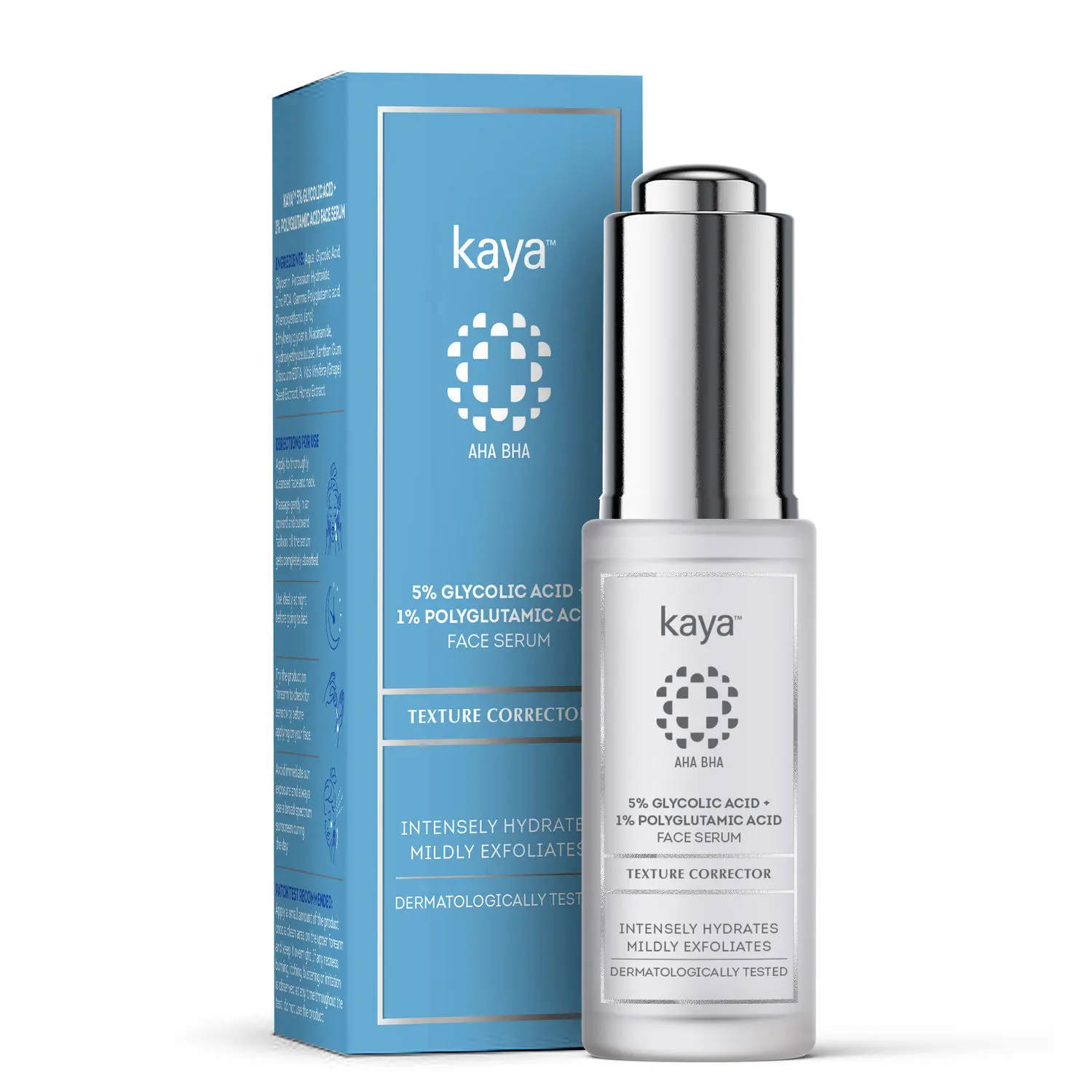 Kaya 5% Glycolic Acid + 1% Polyglutamic Acid Face Serum, Texture Corrector