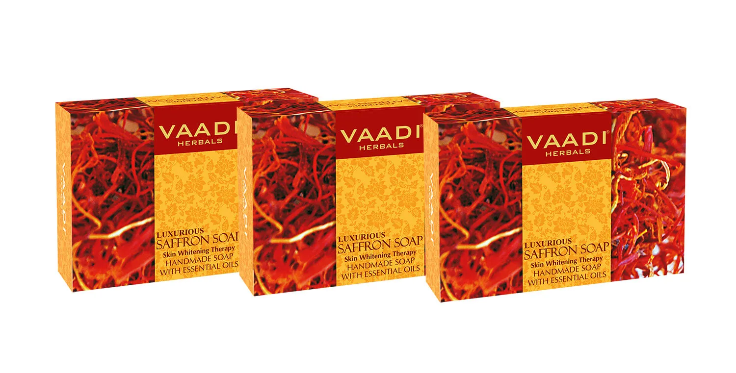 Vaadi Herbals Value Pack Of 3 Luxurious Saffron Soap - Skin Whitening Therapy