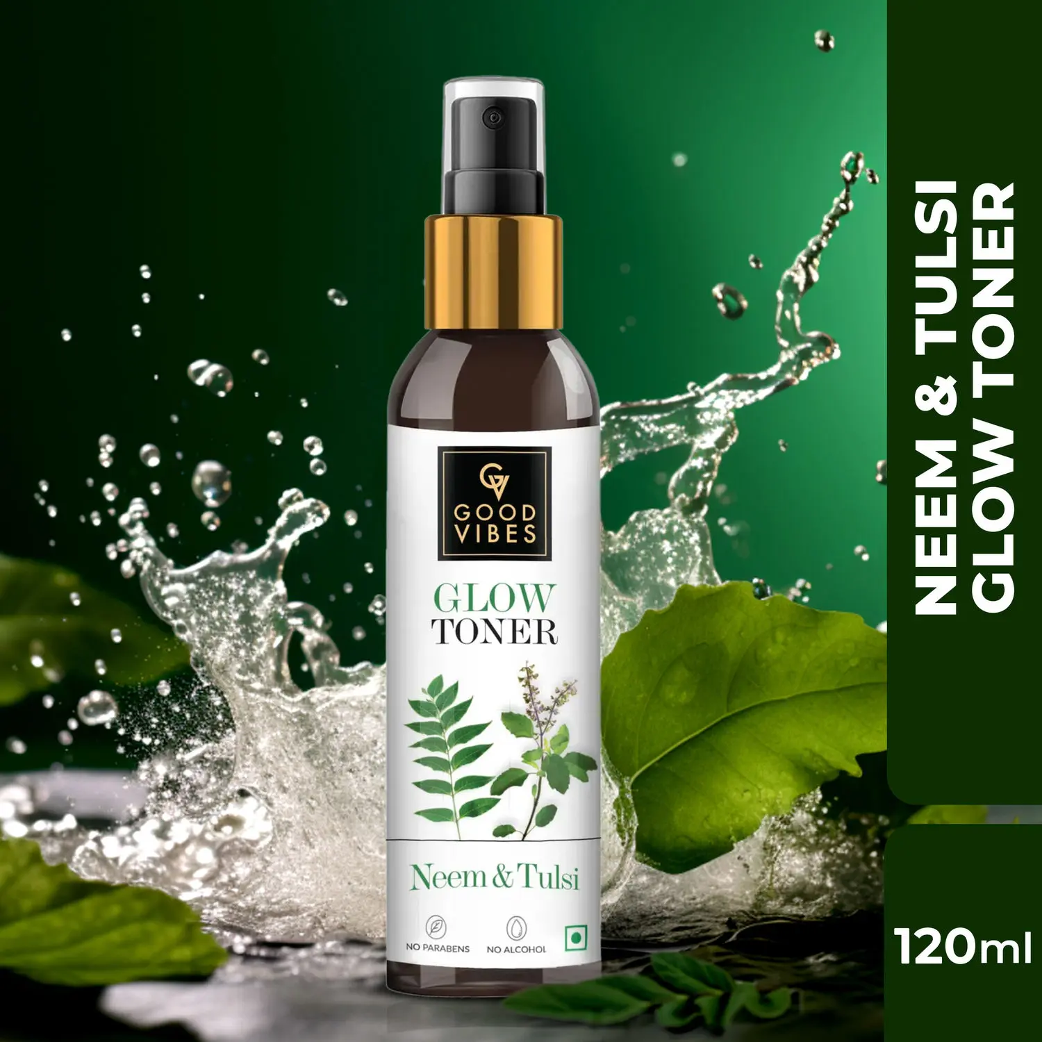 Good Vibes Neem & Tulsi Glow Toner | With Cucumber | Hydrating, Purifying | No Parabens, No Alcohol, No Sulphates, No Mineral Oil (120 ml)