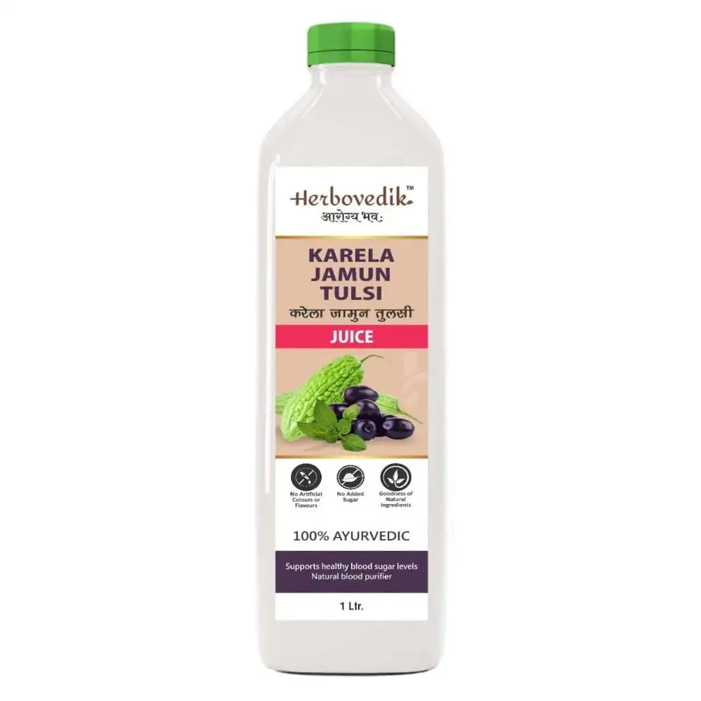 Herbovedik Karela Jamun Tulsi Juice,  Unflavoured  1 L