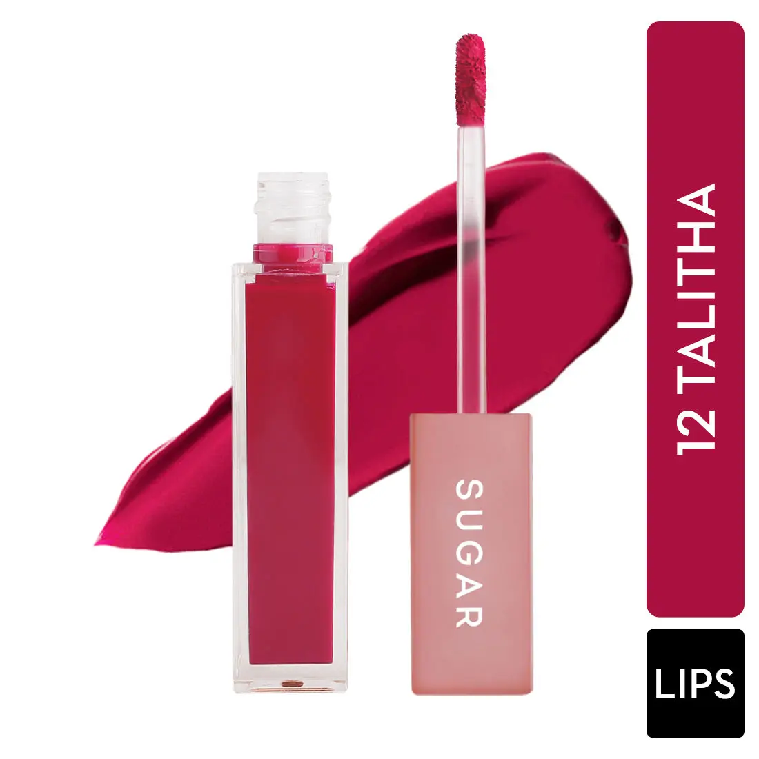 SUGAR Cosmetics - Mettle - Liquid Lipstick - 12 Talitha (Bright Magenta with Red Undertones) - 7 gms - Creamy, Lightweight Lipstick, Lasts Up to 14 hours