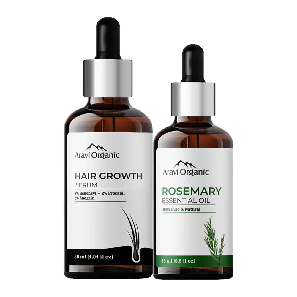 Aravi Organic Rosemary Oil And Hair Growth Serum Combo