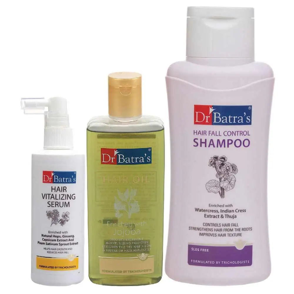 Dr Batra's Hair Vitalizing Serum, Hair Fall Control Shampoo - 500 ml & Hair Oil - 200 ml Combo,  3 Piece(s)/Pack  Hair Care