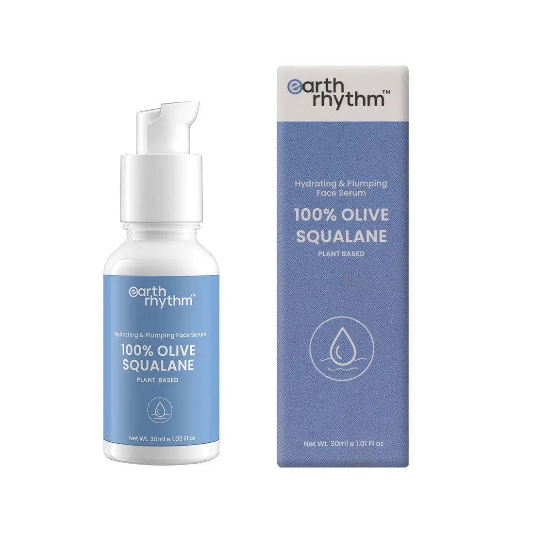 Earth Rhythm 100% Olive Squalane Hydrating & Plumping Face Serum | Lightweight, Non Greasy, Act as Skin's Own Oil to Prevent Moisture Loss | for All Skin Types | Men & Women - 30 ML