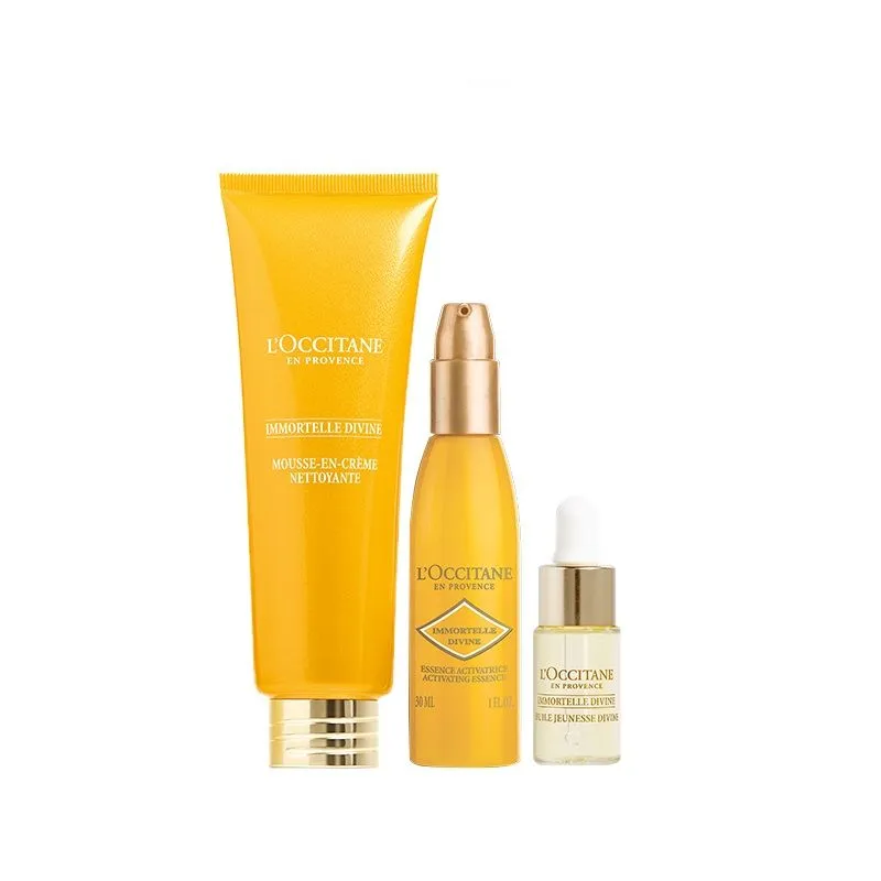 L'Occitane Divine Starter Pack (Natural Alternative To Retinol) With Face Cleanser, Oil & Lotion