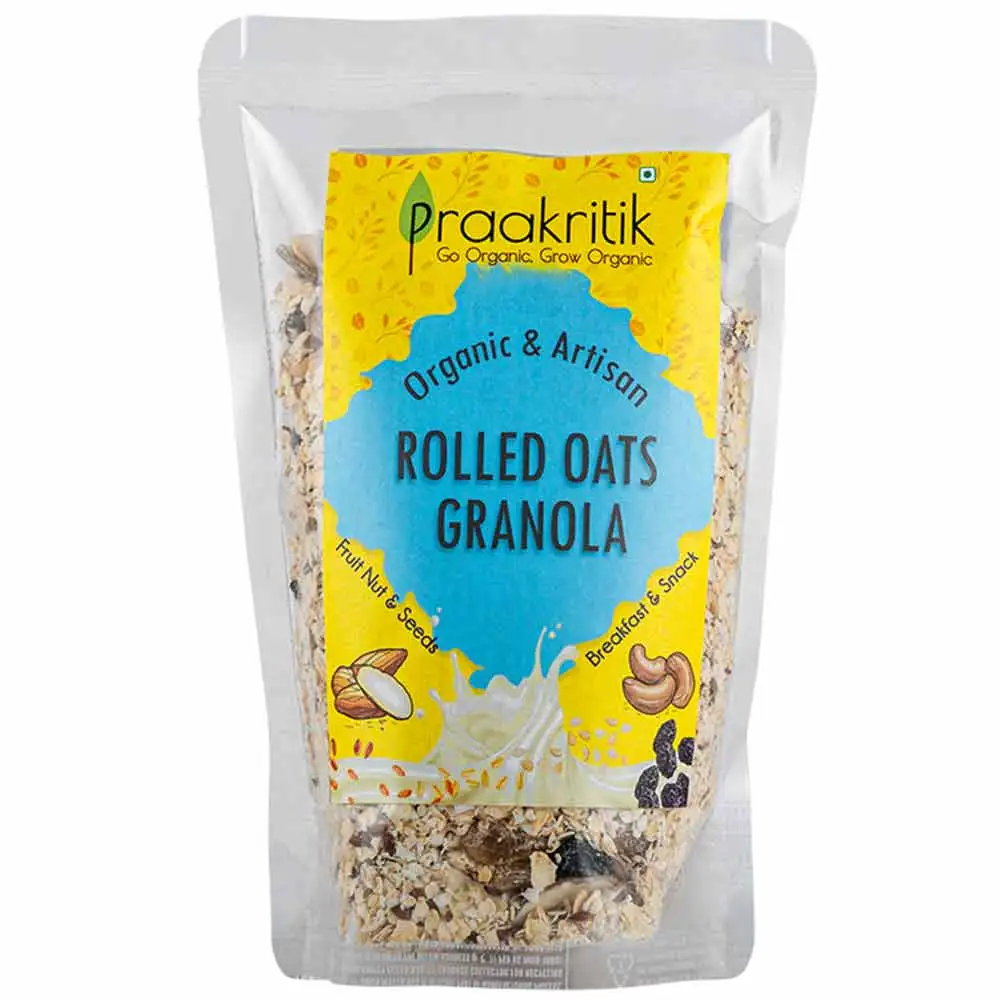 Praakritik Organic Rolled Oats Granola,  300 g  Fruit Nut & Seeds