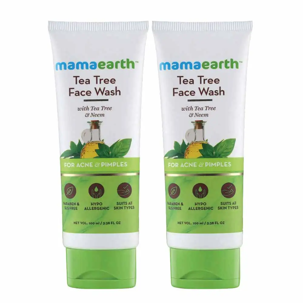 Mamaearth Tea Tree Face Wash (Pack of 2),  100 ml  for Acne & Pimples