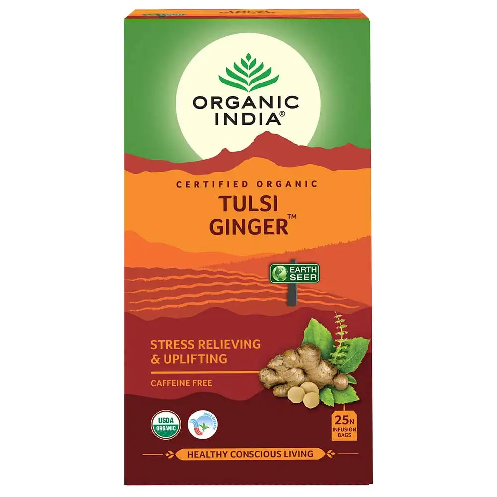 Organic India Tulsi Ginger Tea,  Unflavoured  25 Piece(s)/Pack