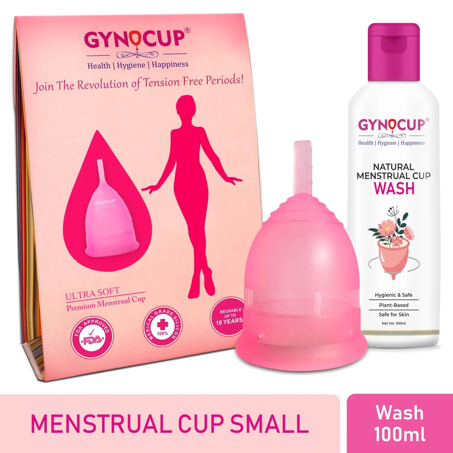 GynoCup Menstrual Cup and Wash Combo (Small)