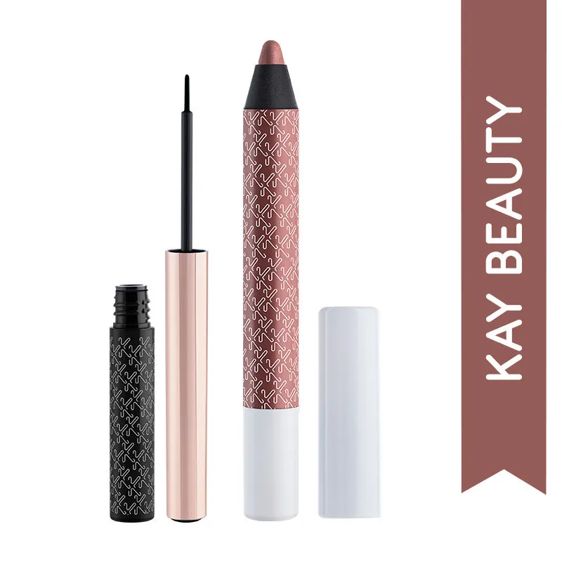 Kay Beauty Glam Eye Look - Metallic Eyeshadow Stick & Quick Dry Liquid Eyeliner