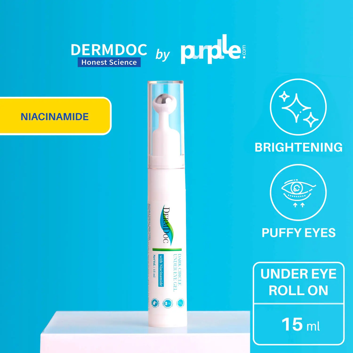 DermDoc Under Eye Roll On for Dark Circle with Niacinamide (15ml)