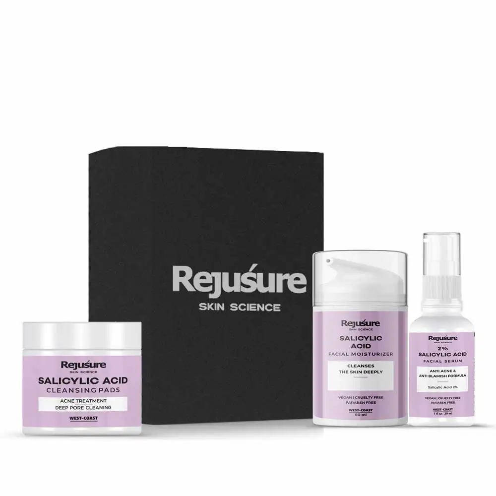 Rejusure Salicylic Acid Acne Control (Moisturizer 50ml + Face Serum 30ml + 50 Cleansing Pads,  3 Piece(s)/Pack  for Normal/Oily Skin