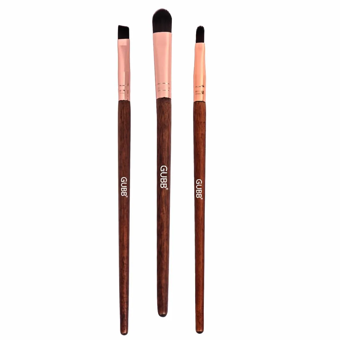 GUBB Minimal Makeup Brush Kit Set Of 3 (lip Brush, Eyeshadow Brush & Eyeliner Brush)