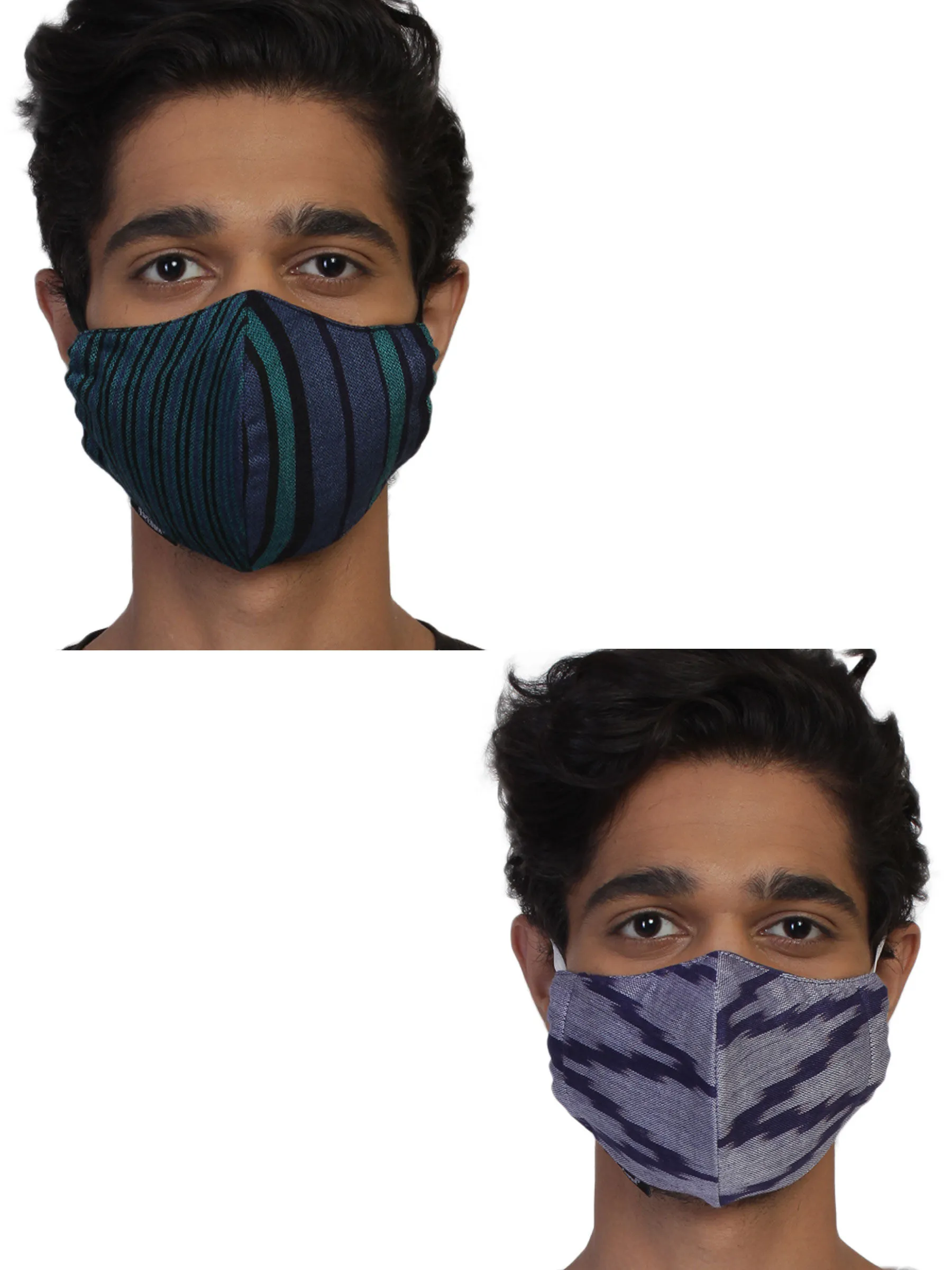 Anekaant Pack Of 2 Multicolor 3-Ply Reusable Woven Viscose Fabric Fashion Mask