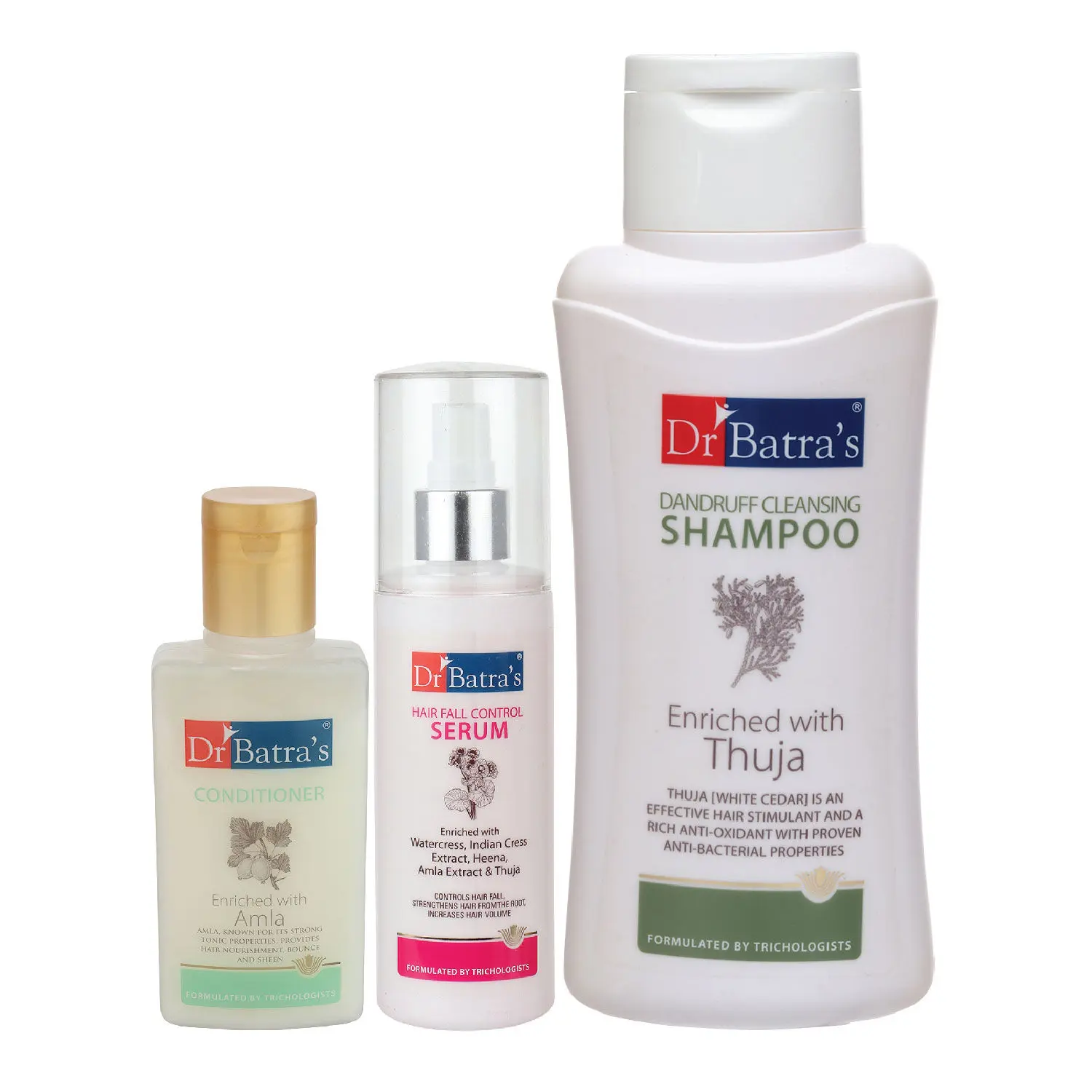 Dr Batra's Hair Fall Control Serum-125 ml, Conditioner - 100 ml and Dandruff Cleansing Shampoo - 500 ml