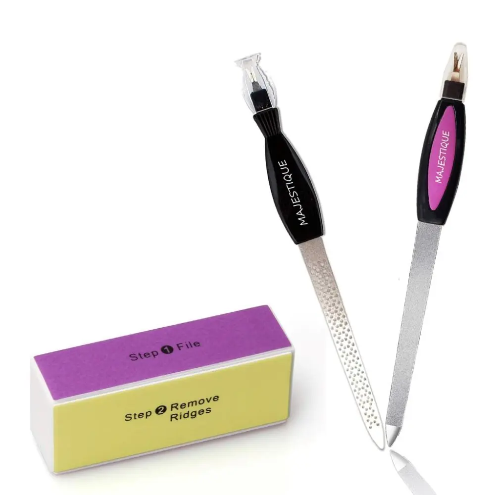 Majestique Professional Manicure Set - Nail Filer, Buffer Finger & Toe Nail Care - Color May Vary