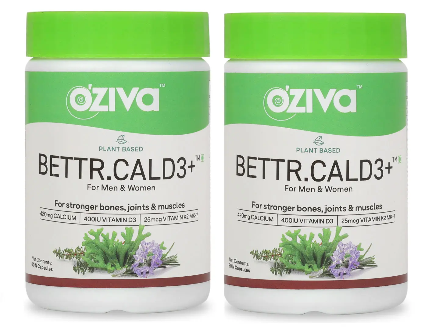 OZiva Bettr.CalD3+ with Plant-Based Calcium, for Stronger Bones, Joints & Muscles (Pack of 2)