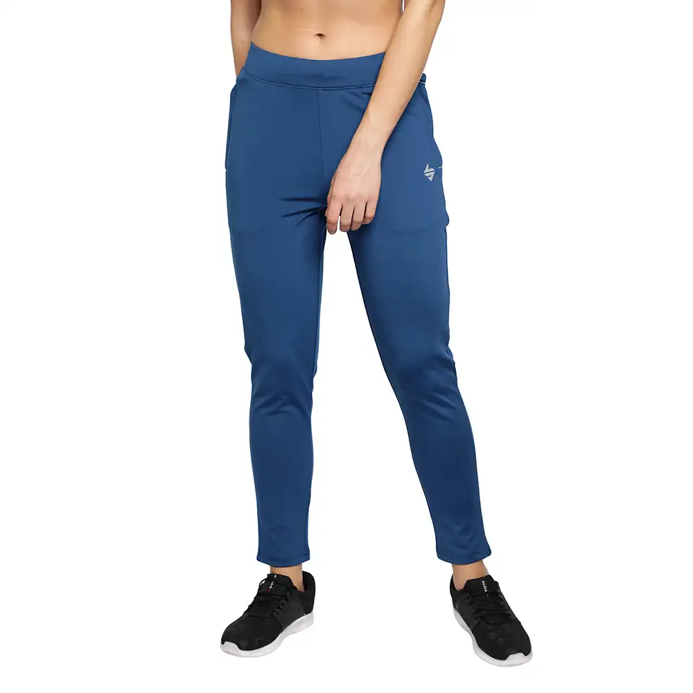 John Ally Women's Gym Zipper Track Pant with Sweat Wicking,  Berlin Blue  XL