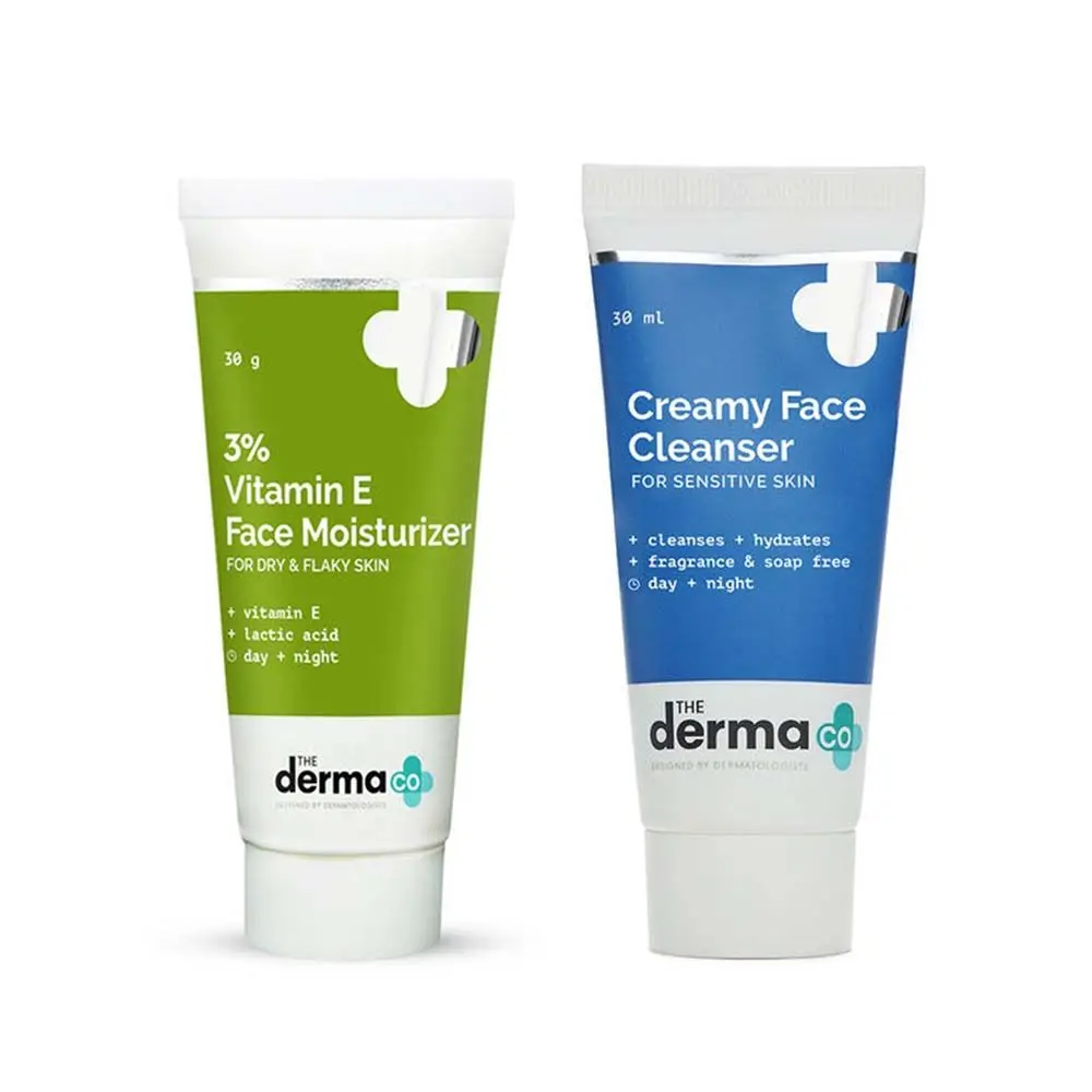 The Derma co. Creamy Face Cleanser 30 ml & 3% Vitamin E Face Moisturizer